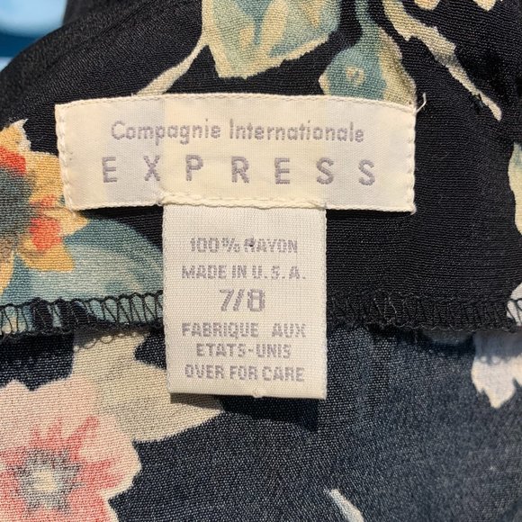 Vintage 1990s Floral Summer Black Mini Dress - Picture 3 of 3